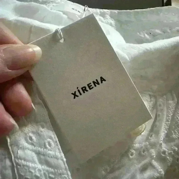 NWT Xirena "Chandler" cotton mini dress with geometric embroidery Sz M in white - Picture 6 of 8
